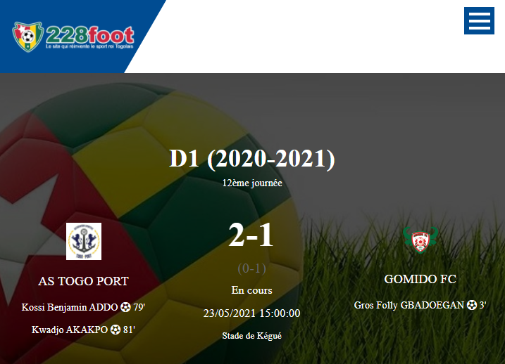 D1 TOGO / J12: Les 3 buts en vidéos du renversant match GOMIDO vs AS TOGO PORT